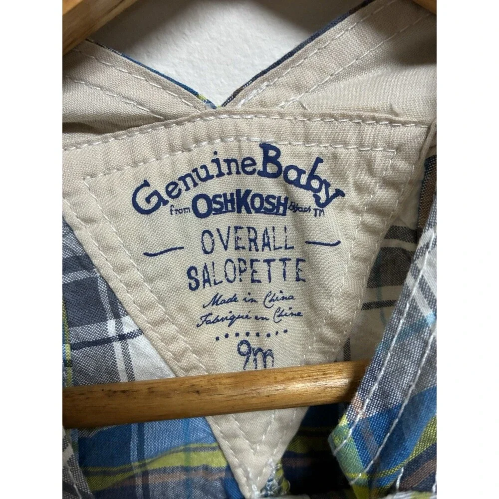 Genuine Baby from Oshkosh Overall Salopette Bib Plaid Jumper Size 9M NWT